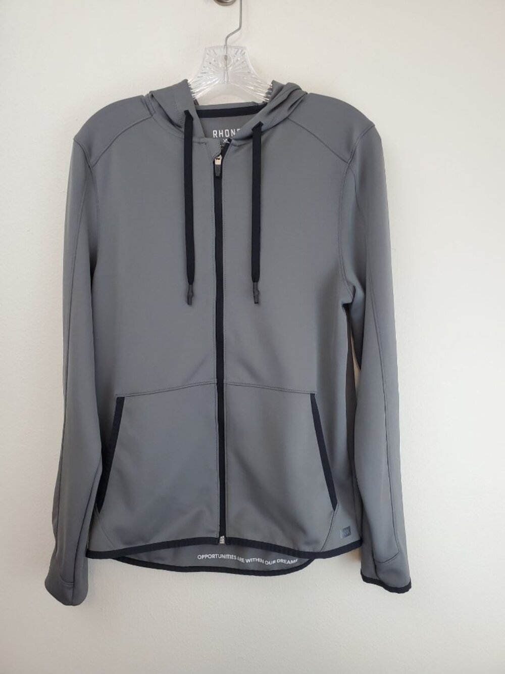 Rhone Warm Up Front Zip Hoodie in heather gray
